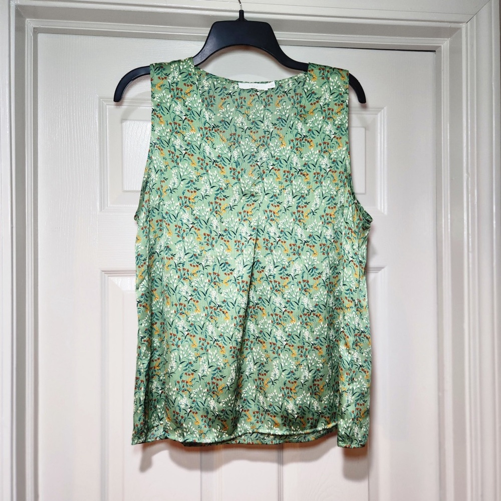 NWOT Lush‎ x Stitch Fix Women’s Green Floral Print Tank Spring Summer Twee - Picture 4 of 8